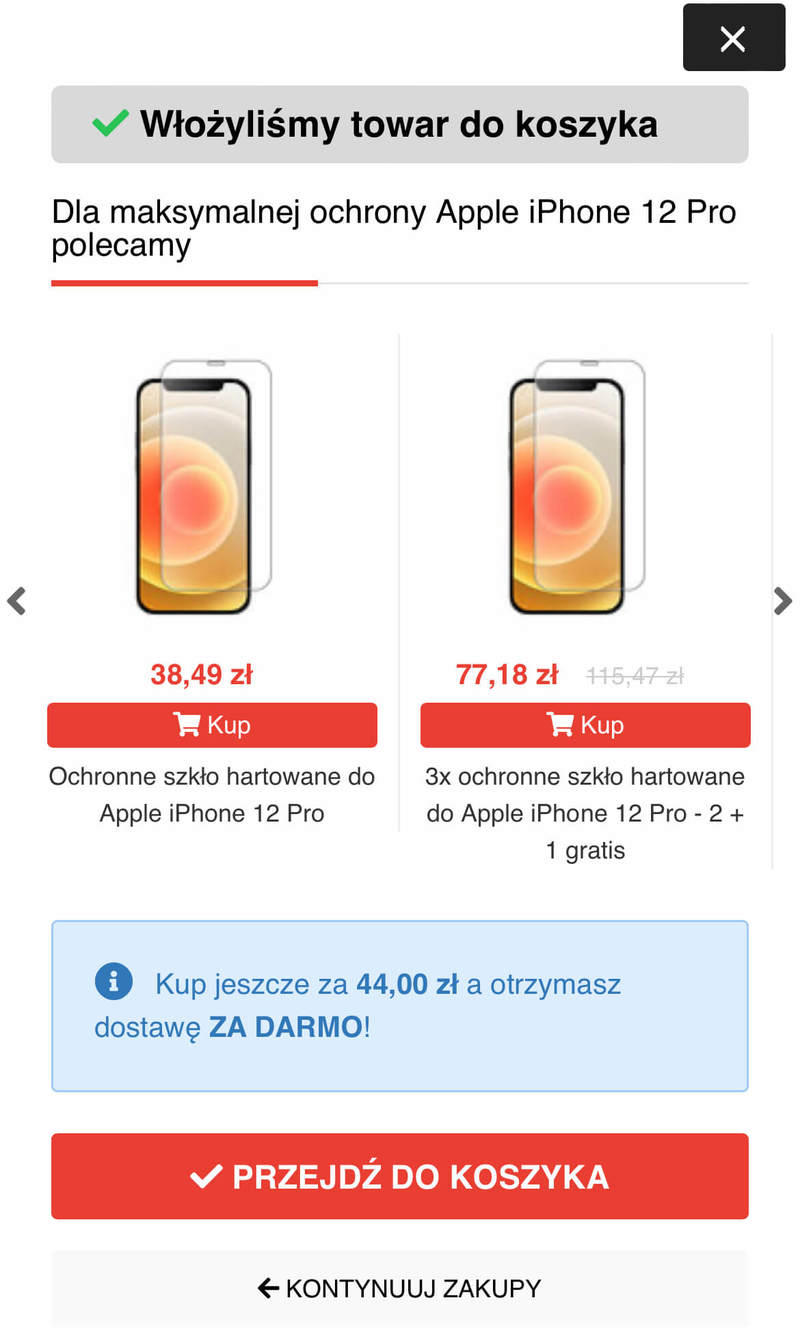 Do etui można dodać szkło ochronne