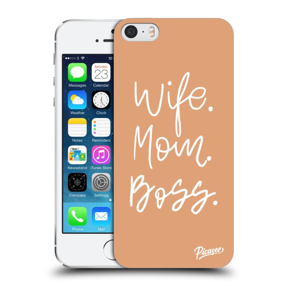 Picasee silikonowe przeźroczyste etui na Apple iPhone 5/5S/SE - Boss Mama