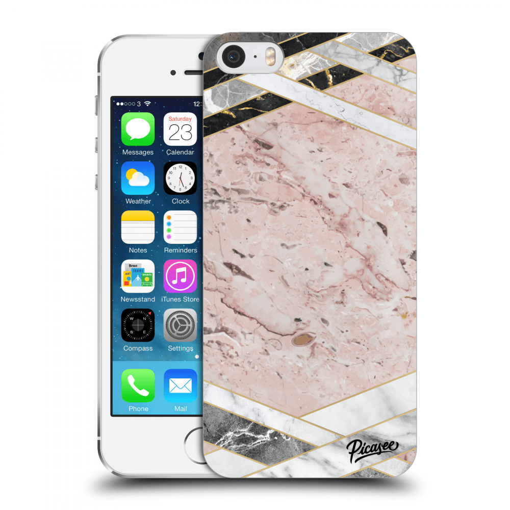 Picasee silikonowe przeźroczyste etui na Apple iPhone 5/5S/SE - Pink geometry
