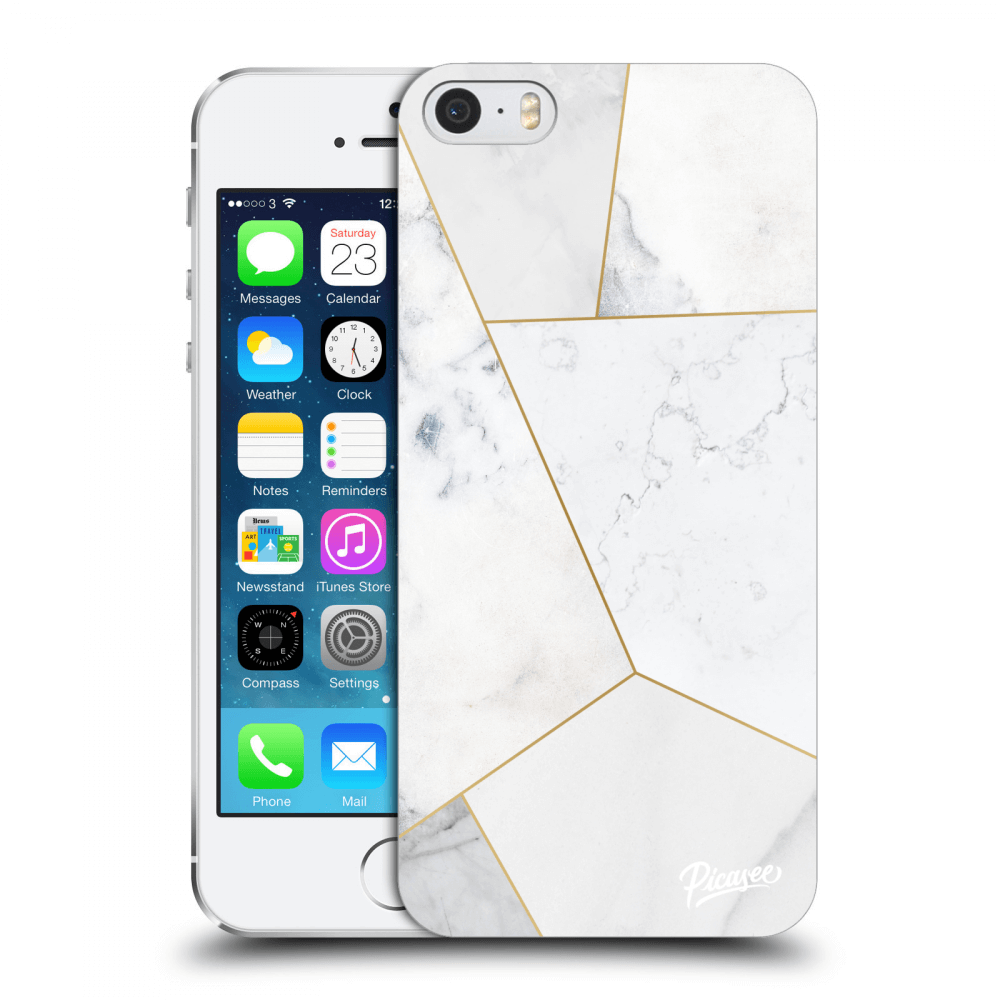 Picasee silikonowe przeźroczyste etui na Apple iPhone 5/5S/SE - White tile