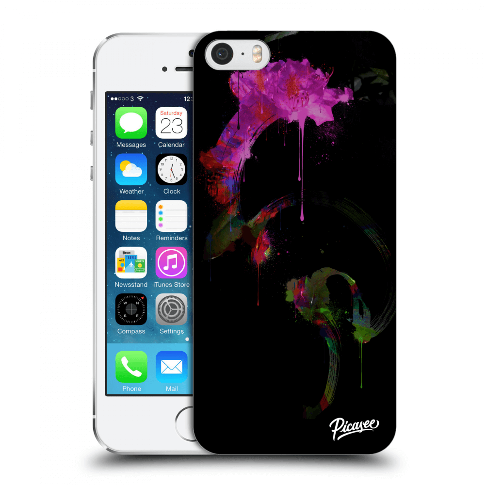Picasee silikonowe przeźroczyste etui na Apple iPhone 5/5S/SE - Peony black