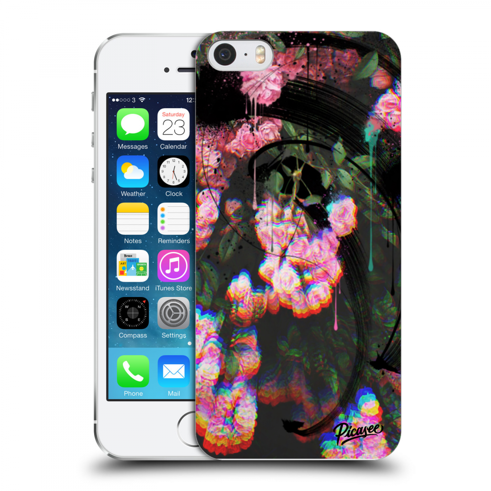 Picasee silikonowe przeźroczyste etui na Apple iPhone 5/5S/SE - Rosebush black