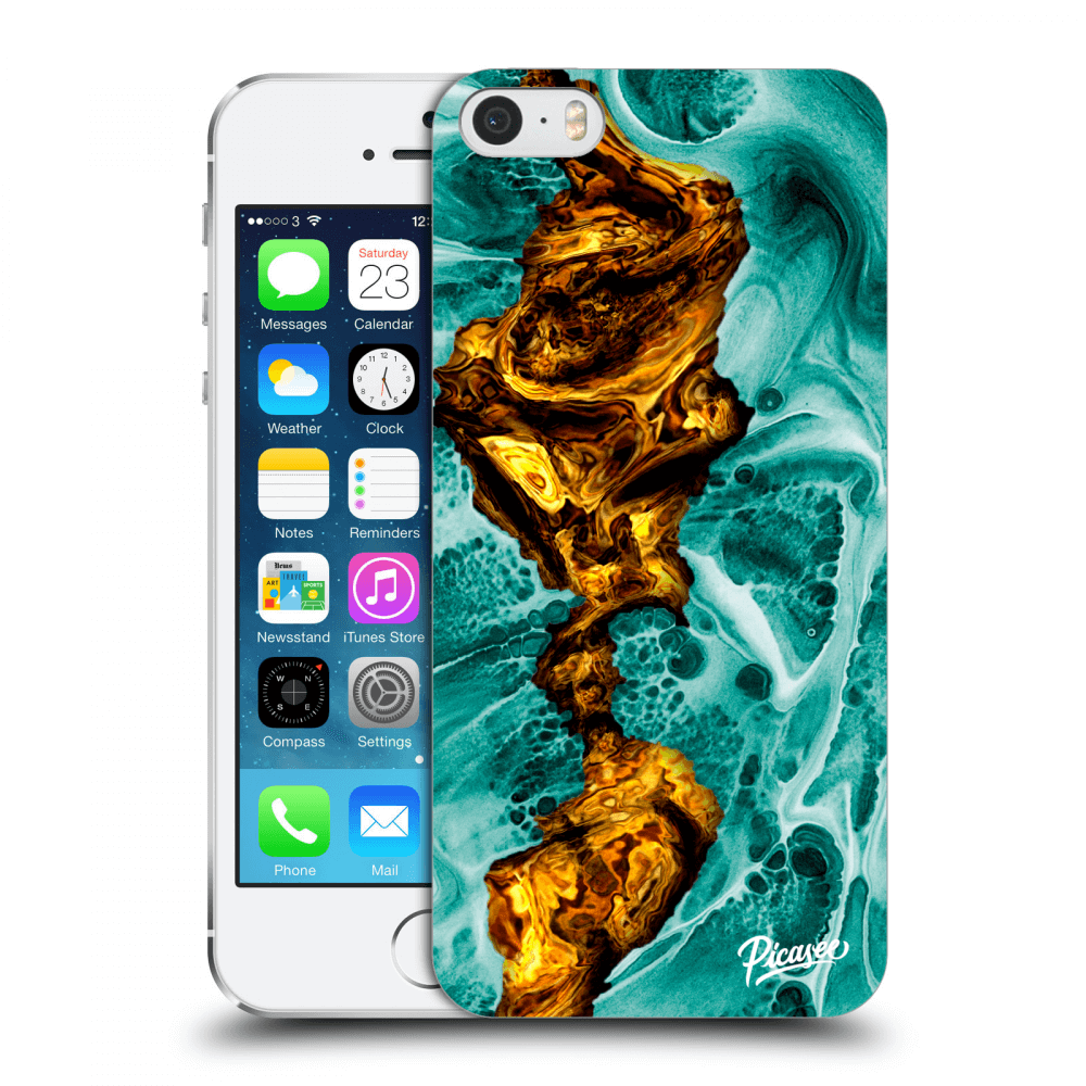 Picasee silikonowe przeźroczyste etui na Apple iPhone 5/5S/SE - Goldsky