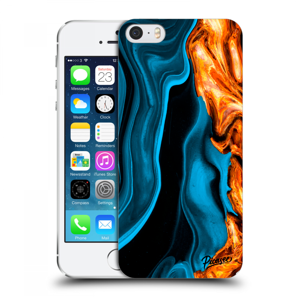 Picasee silikonowe przeźroczyste etui na Apple iPhone 5/5S/SE - Gold blue