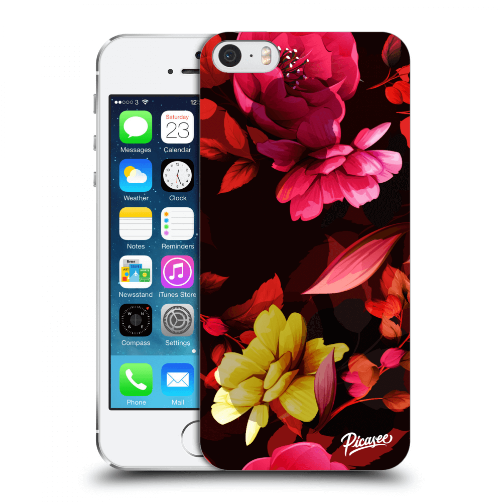 Picasee silikonowe przeźroczyste etui na Apple iPhone 5/5S/SE - Dark Peonny