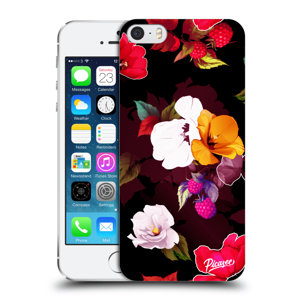 Picasee silikonowe przeźroczyste etui na Apple iPhone 5/5S/SE - Flowers and Berries