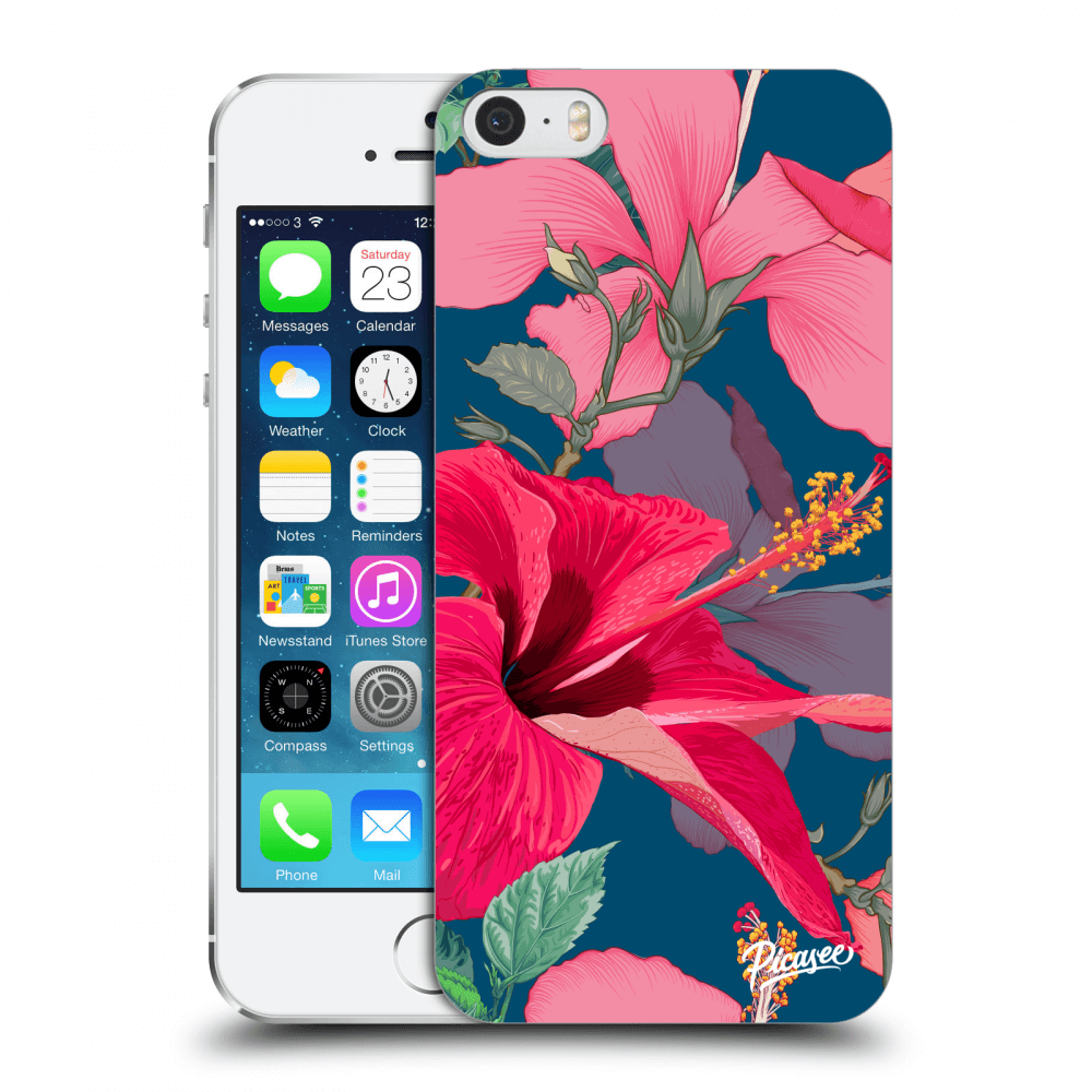 Picasee silikonowe przeźroczyste etui na Apple iPhone 5/5S/SE - Hibiscus