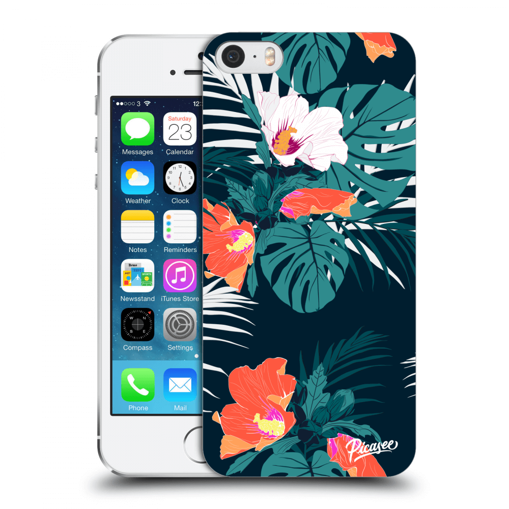 Picasee silikonowe przeźroczyste etui na Apple iPhone 5/5S/SE - Monstera Color