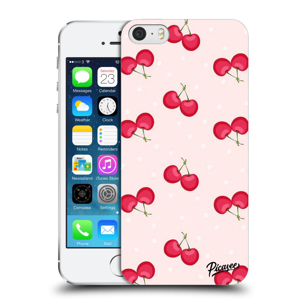 Picasee plastikowe czarne etui do Apple iPhone 5/5S/SE - Cherries