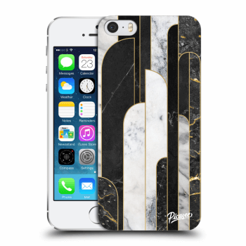 Picasee silikonowe przeźroczyste etui na Apple iPhone 5/5S/SE - Black & White tile