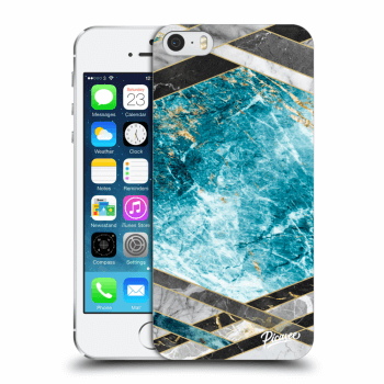 Picasee silikonowe przeźroczyste etui na Apple iPhone 5/5S/SE - Blue geometry