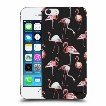 Picasee plastikowe czarne etui do Apple iPhone 5/5S/SE - Flamingos