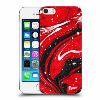 Picasee silikonowe przeźroczyste etui na Apple iPhone 5/5S/SE - Red black