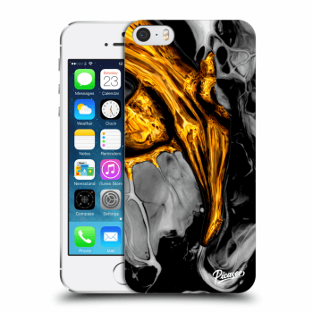 Picasee silikonowe przeźroczyste etui na Apple iPhone 5/5S/SE - Black Gold