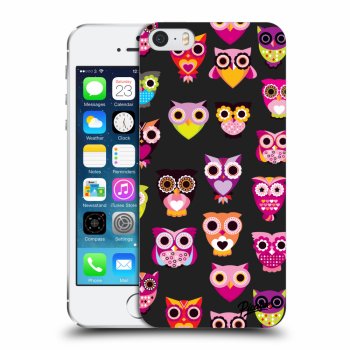 Picasee plastikowe czarne etui do Apple iPhone 5/5S/SE - Owls