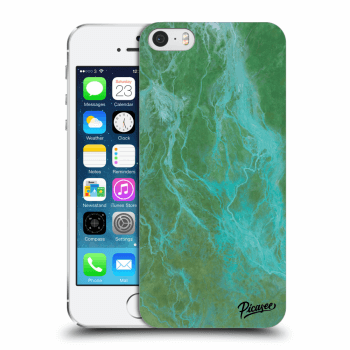 Picasee silikonowe przeźroczyste etui na Apple iPhone 5/5S/SE - Green marble