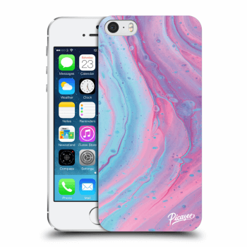Picasee silikonowe przeźroczyste etui na Apple iPhone 5/5S/SE - Pink liquid