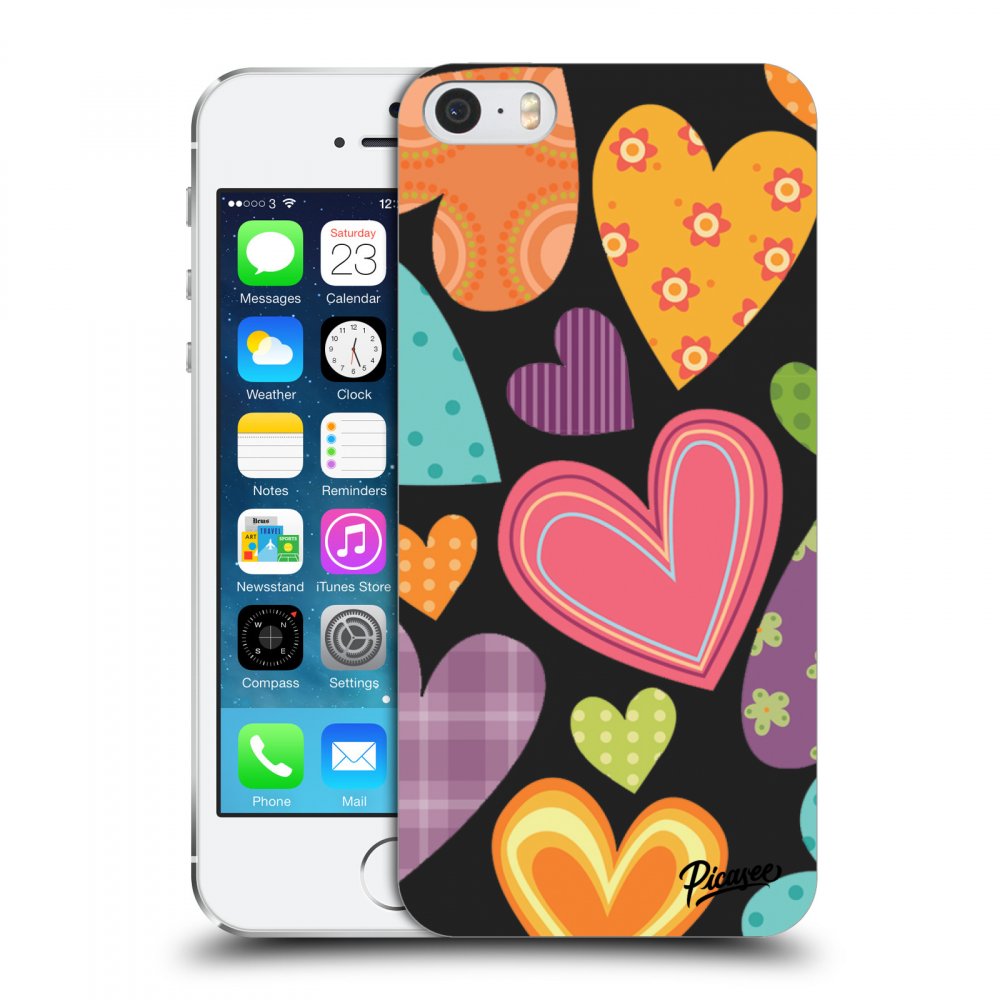 Picasee plastikowe czarne etui do Apple iPhone 5/5S/SE - Colored heart