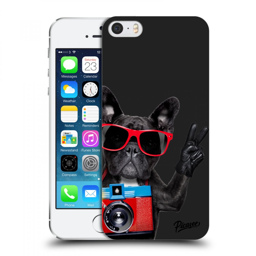 Picasee plastikowe czarne etui do Apple iPhone 5/5S/SE - French Bulldog