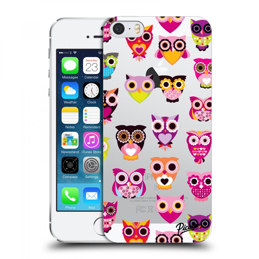 Picasee silikonowe przeźroczyste etui na Apple iPhone 5/5S/SE - Owls