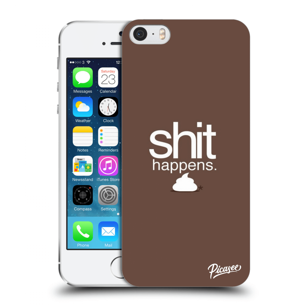 Picasee silikonowe przeźroczyste etui na Apple iPhone 5/5S/SE - Shit happens