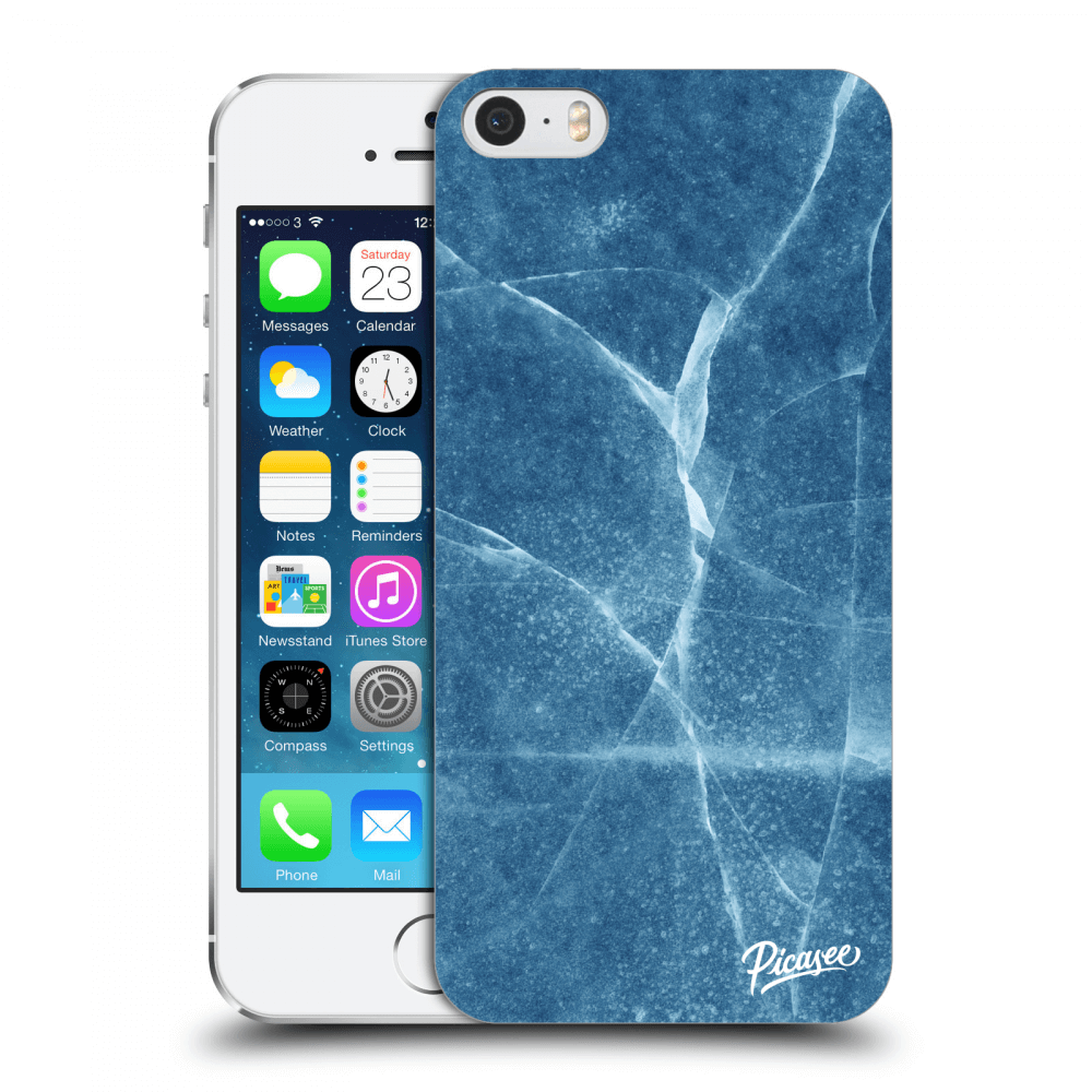 Picasee plastikowe czarne etui do Apple iPhone 5/5S/SE - Blue marble