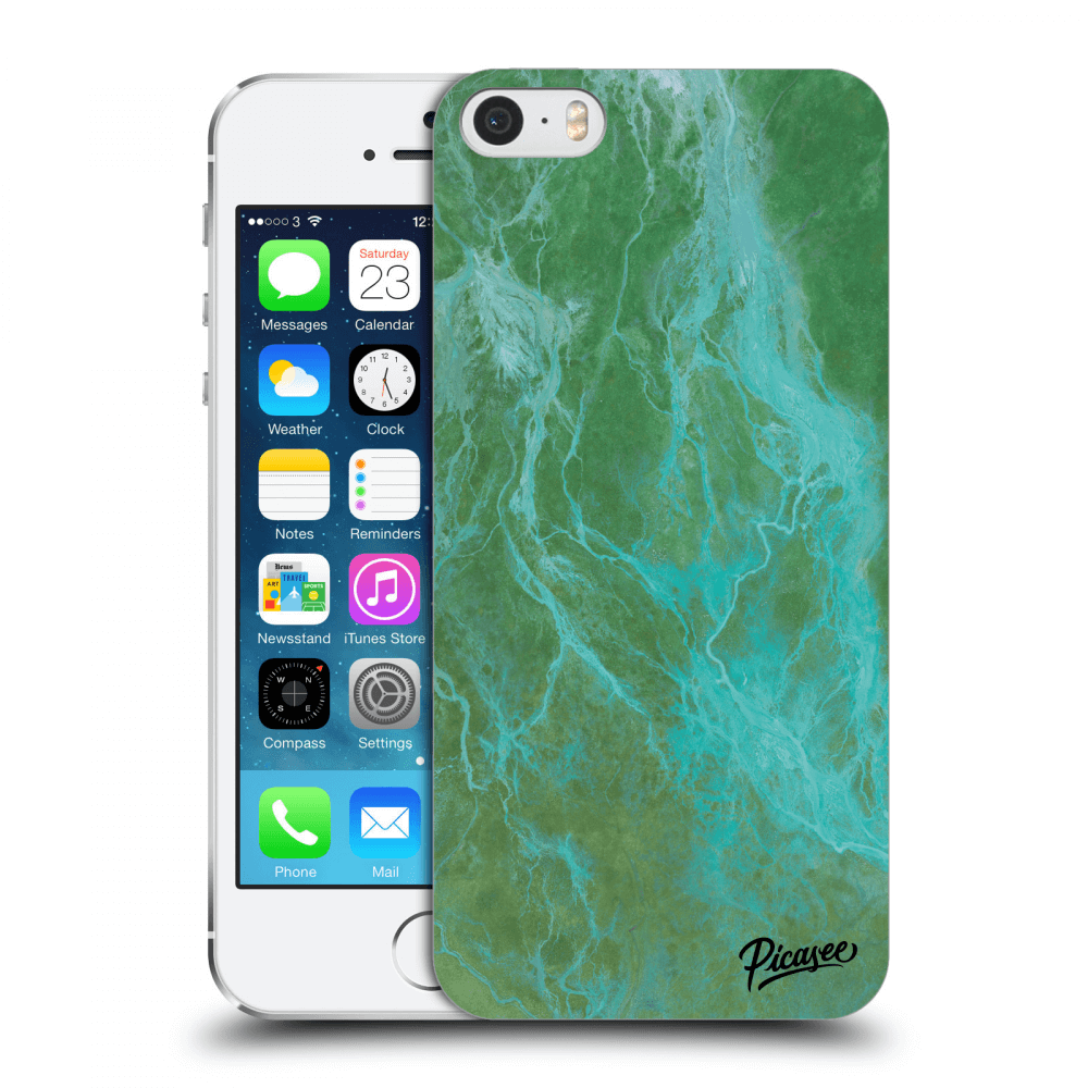 Picasee silikonowe przeźroczyste etui na Apple iPhone 5/5S/SE - Green marble