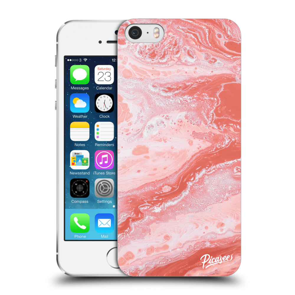 Picasee silikonowe przeźroczyste etui na Apple iPhone 5/5S/SE - Red liquid