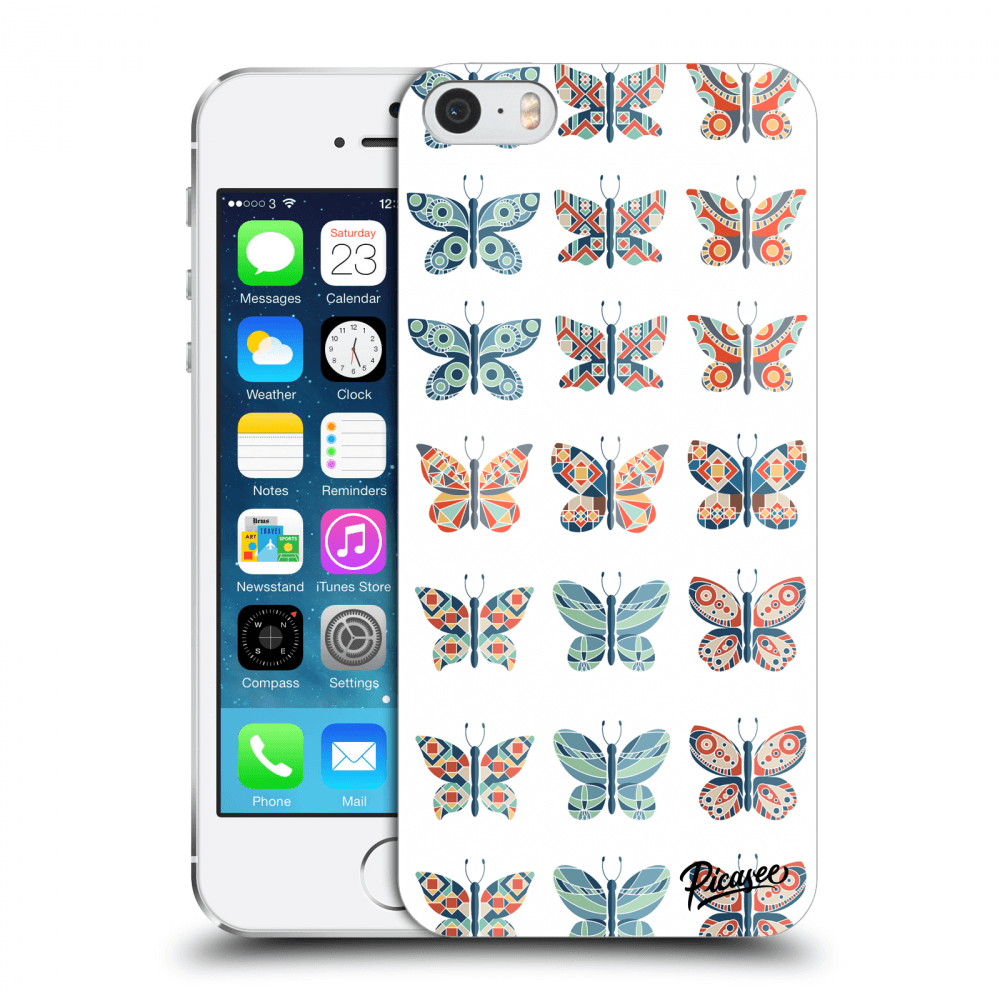 Picasee silikonowe przeźroczyste etui na Apple iPhone 5/5S/SE - Butterflies