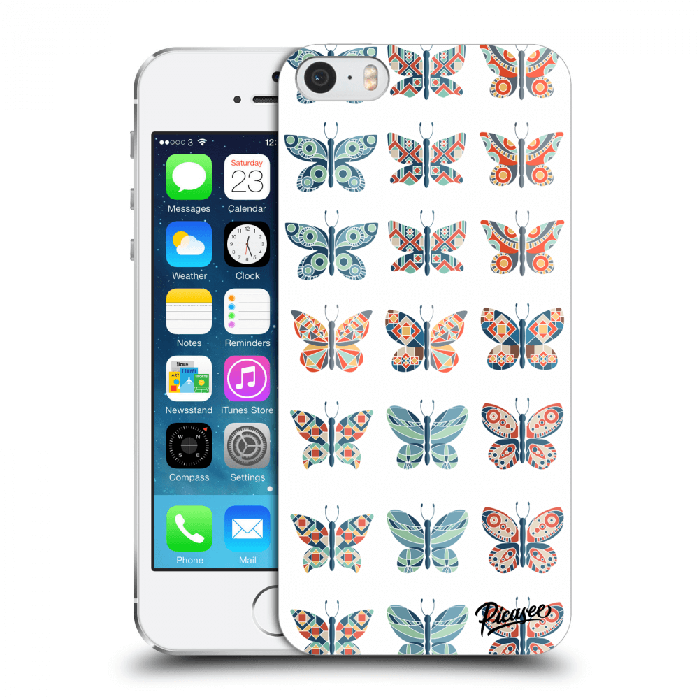 Picasee plastikowe czarne etui do Apple iPhone 5/5S/SE - Butterflies