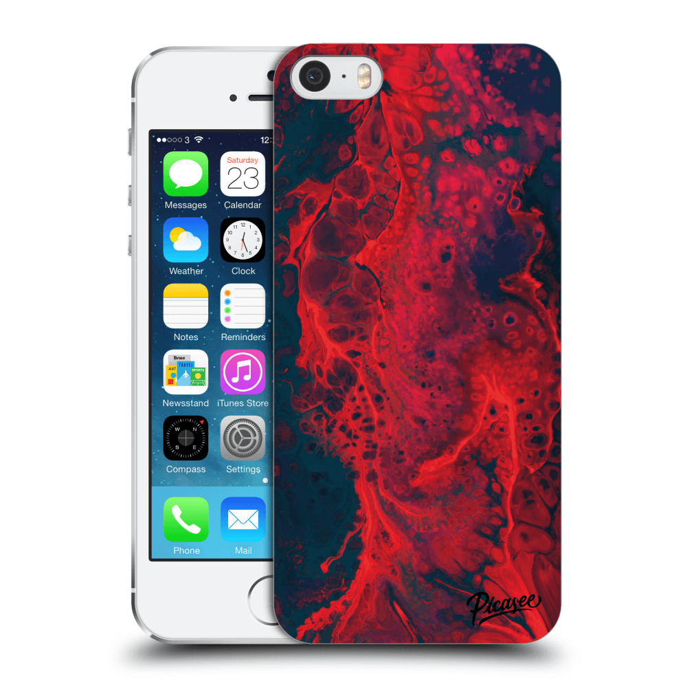 Picasee silikonowe przeźroczyste etui na Apple iPhone 5/5S/SE - Organic red