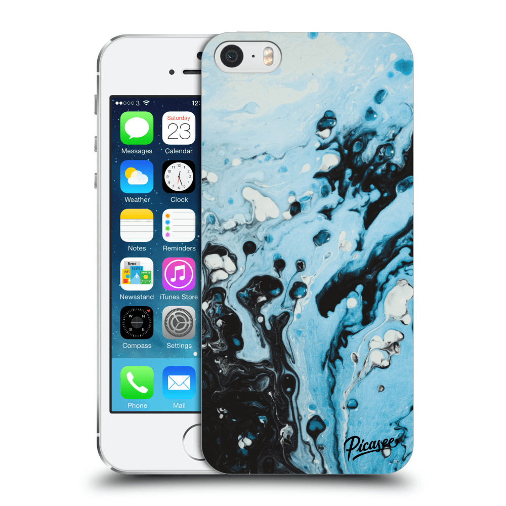 Picasee silikonowe przeźroczyste etui na Apple iPhone 5/5S/SE - Organic blue