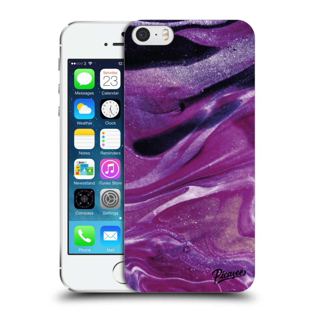Picasee silikonowe przeźroczyste etui na Apple iPhone 5/5S/SE - Purple glitter
