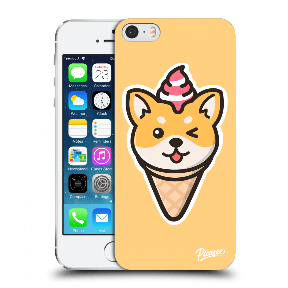 Picasee plastikowe przezroczyste etui do Apple iPhone 5/5S/SE - Ice Cream Shiba