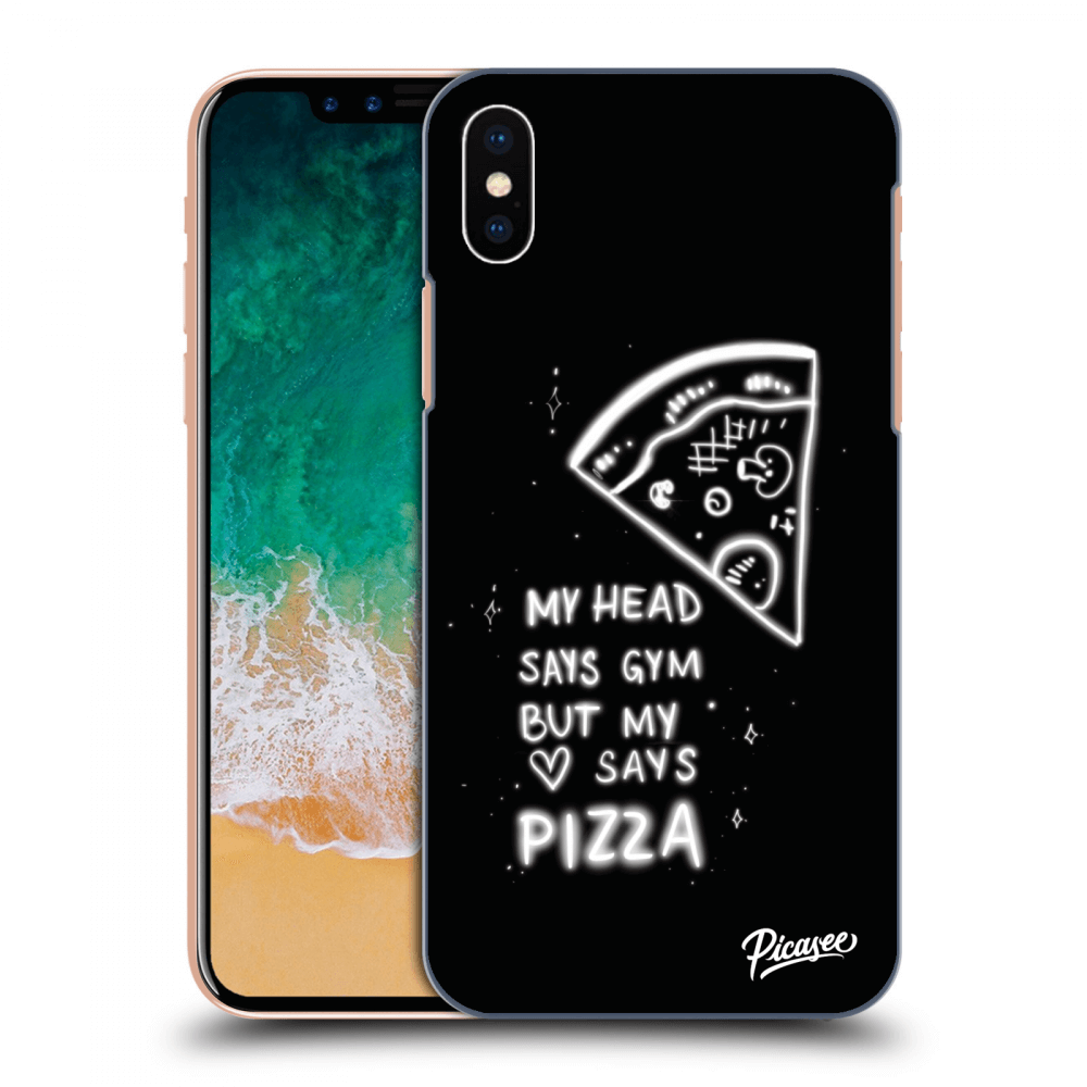 Picasee silikonowe czarne etui na Apple iPhone X/XS - Pizza