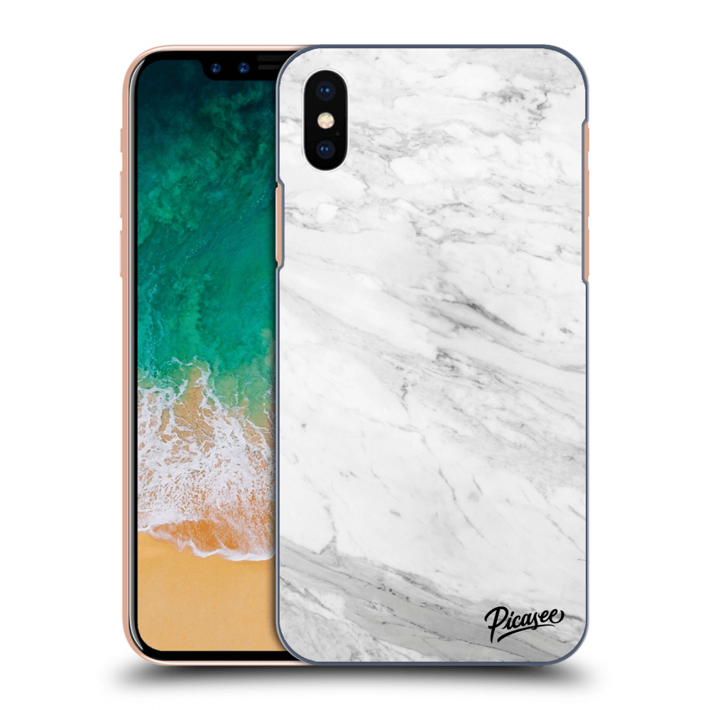 Picasee silikonowe przeźroczyste etui na Apple iPhone X/XS - White marble
