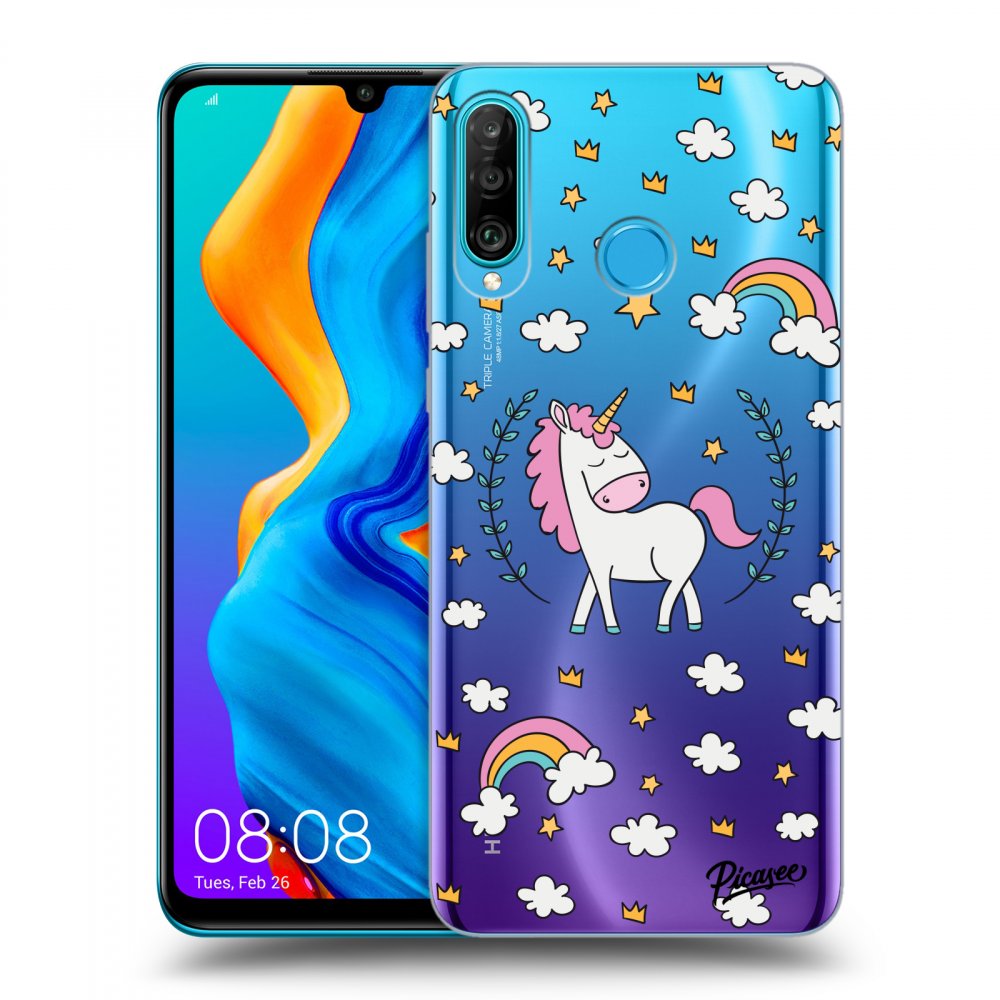 Picasee silikonowe przeźroczyste etui na Huawei P30 Lite - Unicorn star heaven