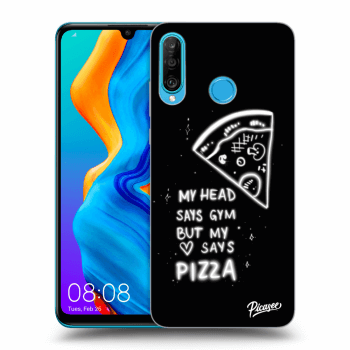 Picasee silikonowe czarne etui na Huawei P30 Lite - Pizza