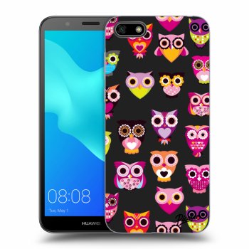 Picasee silikonowe czarne etui na Huawei Y5 2018 - Owls