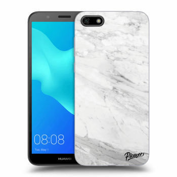 Picasee silikonowe czarne etui na Huawei Y5 2018 - White marble