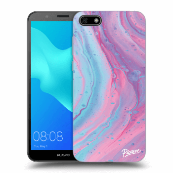 Picasee silikonowe czarne etui na Huawei Y5 2018 - Pink liquid