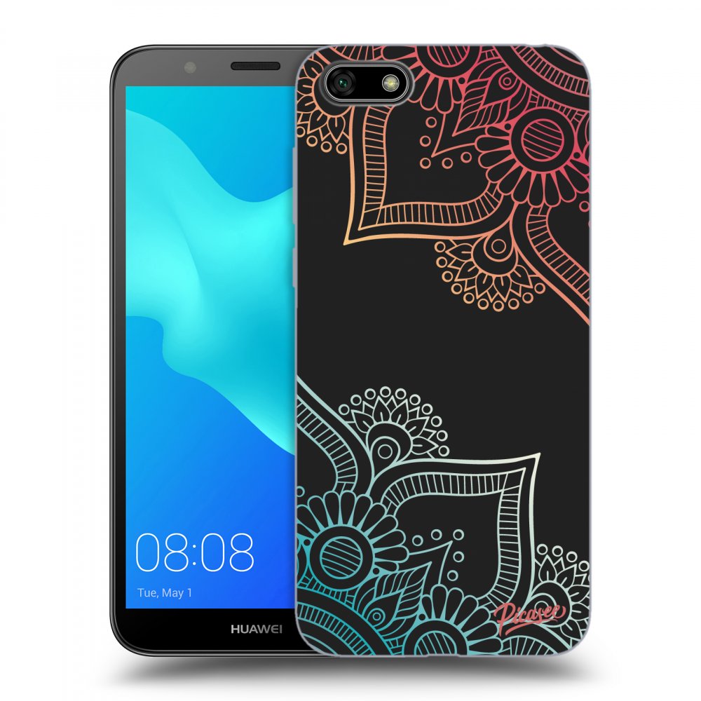 Picasee silikonowe czarne etui na Huawei Y5 2018 - Flowers pattern
