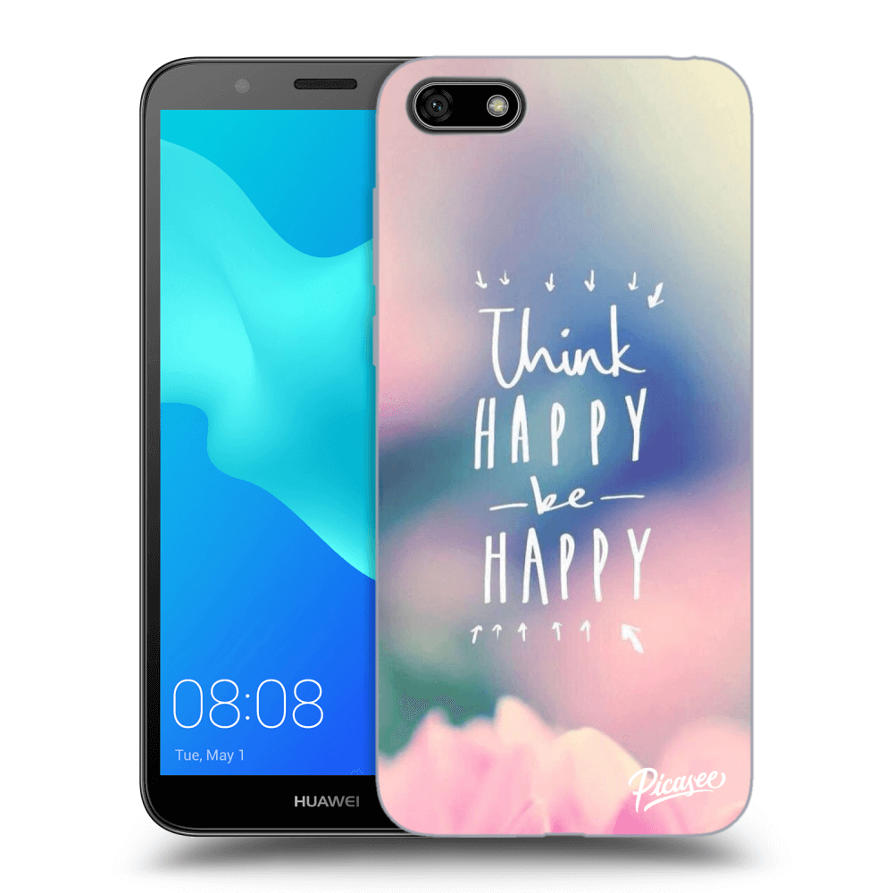 Picasee silikonowe czarne etui na Huawei Y5 2018 - Think happy be happy