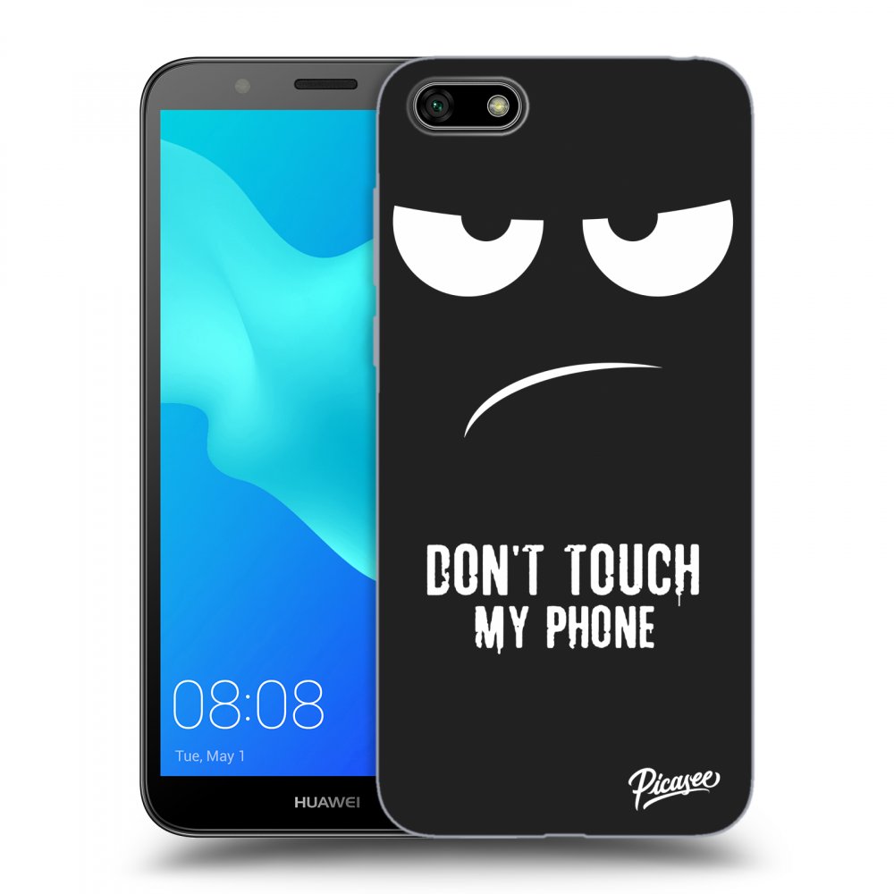 Picasee silikonowe czarne etui na Huawei Y5 2018 - Don't Touch My Phone