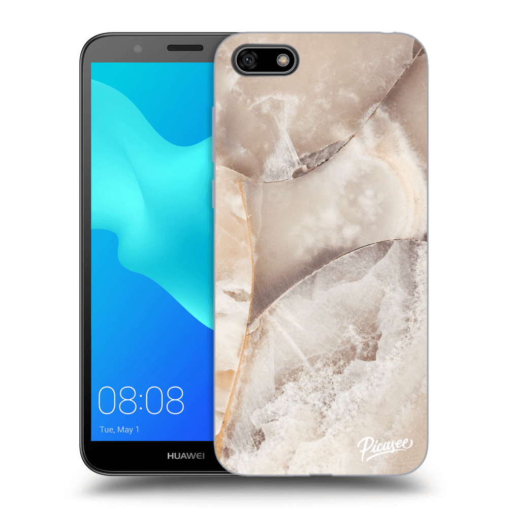 Picasee silikonowe czarne etui na Huawei Y5 2018 - Cream marble