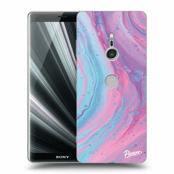 Picasee silikonowe przeźroczyste etui na Sony Xperia XZ3 - Pink liquid