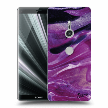 Picasee silikonowe przeźroczyste etui na Sony Xperia XZ3 - Purple glitter
