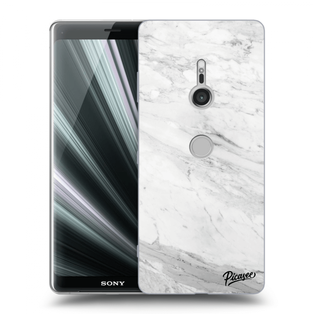 Picasee silikonowe przeźroczyste etui na Sony Xperia XZ3 - White marble