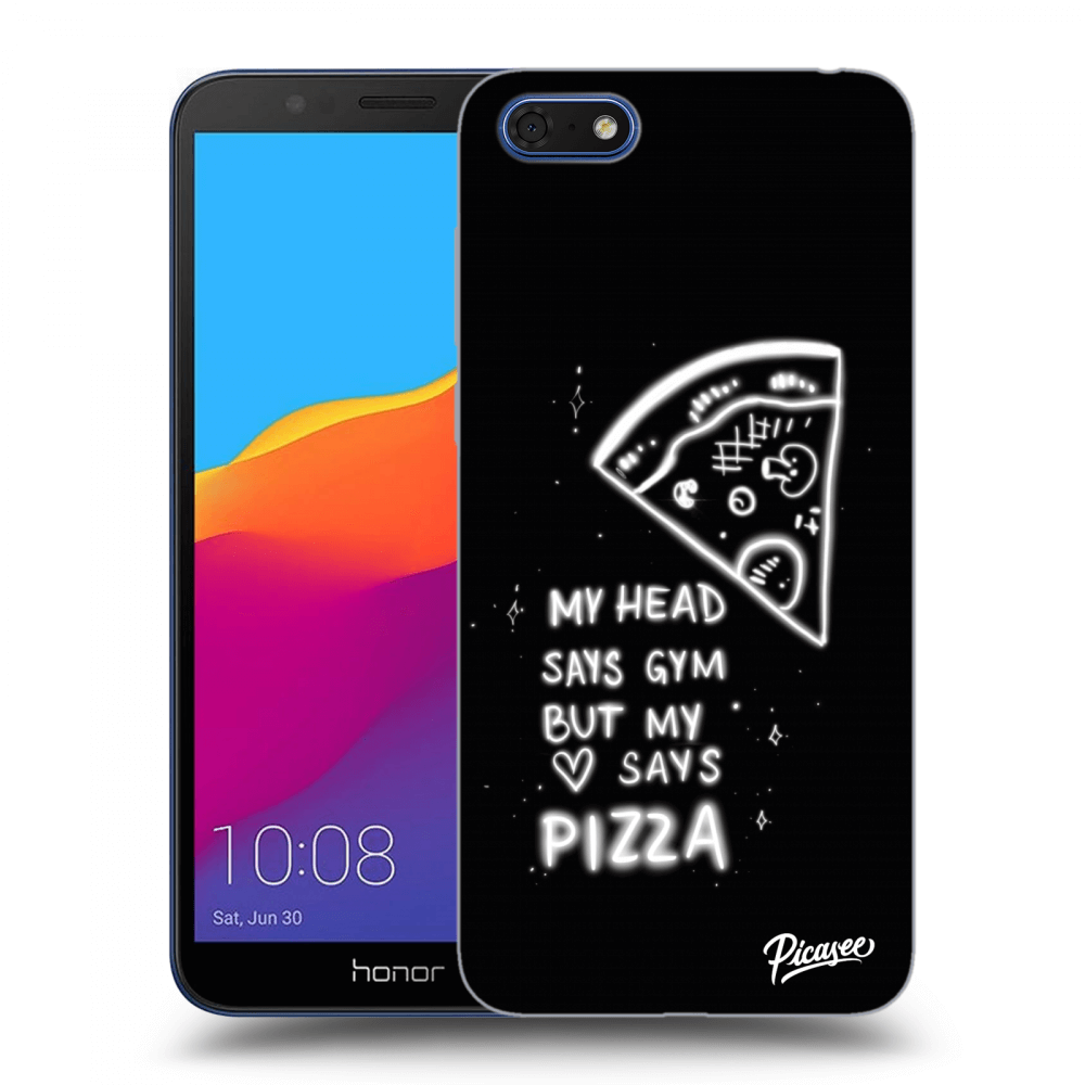 Picasee silikonowe czarne etui na Honor 7S - Pizza