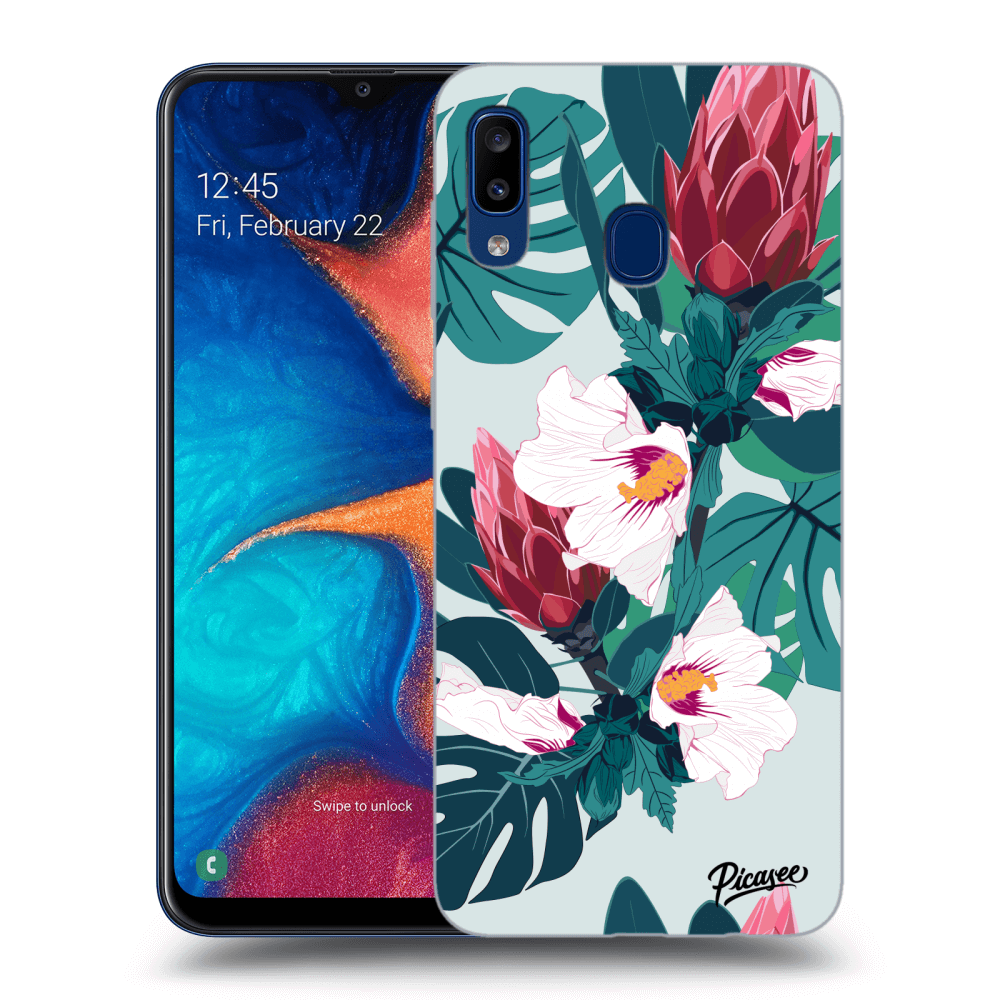 Picasee silikonowe przeźroczyste etui na Samsung Galaxy A20e A202F - Rhododendron